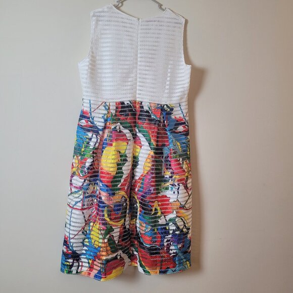 Rose Collection Dress & Jacket Womens 18 white Bright pop mesh A-line midi RC192 - Picture 5 of 16